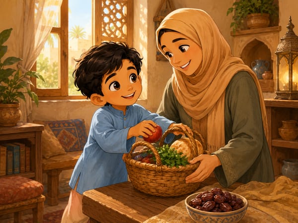 رسمة من قصة سلمان والصدق في السوق — صفحة 1